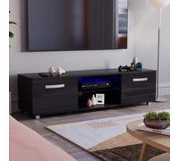 (Black) Cosmo 140cm LED TV Cabinet with 2 Doors & Shelf