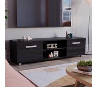 (Black) Cosmo 2 Door TV Cabinet with Shelf - 140cm
