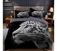 Black Cot Duvet Cover Set 120x150 cm Animal Cheetah Brushed Microfiber Bedding Set with Zipper Closure Printed Toddler Quilt Cover with 1 Pillowcases for Kids Teens
