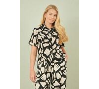 Black Cotton Splash Print Relaxed Fit Shirt Yumi Black 16