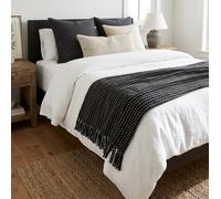 vidaXL Square Cotton Blanket 125 x 150 cm Black Chair Sofa Bed Decor