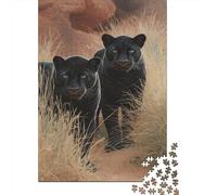 Black Cougars Jigsaw Puzzles for Adults And Kids. 1000 Pieces An Oasis in The Sahara Desert Whimsical Challenge Toy Educational Game Home Decor 38x26cm/1000pcs