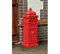 Black Country Metal Works Camden Free Standing Post Box Classic and Sturdy Design - Front and Rear Lockable Doors (Red)