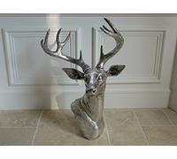 Black Country Metal Works Large Free Standing Silver Stag's Head - Can Also Be Wall Hanging