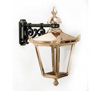 Black Country Metal Works Large Traditional Victorian Top Fix Wall Lantern with Ornate Cast Iron Bracket - Copper Finish - Supplied with Brass Bulb Holder