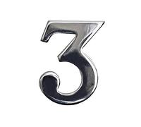 Black Country Metal Works Ltd Classic 1.5" Bright Chrome Number 3 with Fusion- Fix Adhesive
