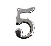 Black Country Metal Works Ltd Classic 1.5" Bright Chrome Number 5 with Fusion- Fix Adhesive