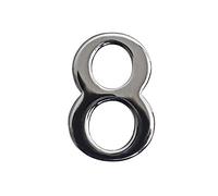 Black Country Metal Works Ltd Classic 1.5" Bright Chrome Number 8 with Fusion- Fix Adhesive