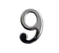 Black Country Metal Works Ltd Classic 1.5" Bright Chrome Number 9 with Fusion- Fix Adhesive