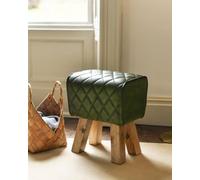Black Country Metal Works Mango Wood and Green Leather Pommel Stool