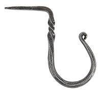 Black Country Metal Works Medium Hand Forged Steel Cup Hook in Pewter Finish - 51mm x 32mm