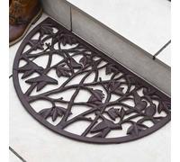 Black Country Metal Works Natural Cast Iron Ornate Roosting Birds Arched Doormat