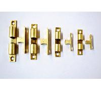 Black Country Metal Works Pair of Adjustable Double Ball Cabinet Door Catches - Various (Solid Brass) (42mm)