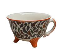 Black Country Metal Works 'Robins Retreat' Ceramic Tea Cup | Hand-Painted Christmas Robin Design, 250 ml Capacity, Ceramic Three-Footed Vintage Style Mug Unique Design & Gift
