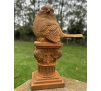 Black Country Metal Works Rustic Cast Iron Resting Robin Sculpture
