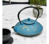Black Country Metal Works Traditional Japanese Butterfly 'Sasakia' Cast Iron Light Blue Teapot - 1.2L