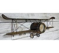 Black Country Metal Works Vintage Gold Aeroplane Wall Clock