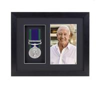 Black Court Mounted Medal Frame with 6x4 Photo For 1 War, Military and Sports Medal