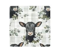 Black Cow Buffalo Plaid Rabbit Bunny Eucalyptus Easter Make Up Bag Pouchs Camera Lens Cloth Magic Sticker Makeup Organizer Wrap 21.7 X 21.7 Wrapper Makeup For Women, Black Cow Buffalo Plaid Rabbit