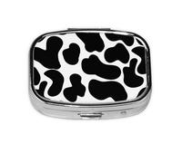 Black Cow Spots Animal Print,Meta Pill Box 2 Compartment Medicine Case,Portable Organizer,Rectangle Meta Portable Organizer Pill Box 922 Compartment Medicine Case