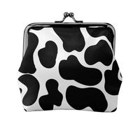 Black Cow Spots Animal Print, PU Leather Coin Purse, Small Wallets, Change Pouch with Kiss Lock Clasp Buckle, Change Purse