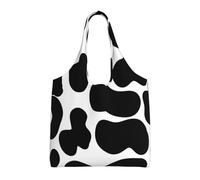 Black Cow Spots Animal Print,Reusable Tote Bags Grocery Bags Large Capacity Canvas Shopping Shoulder bag