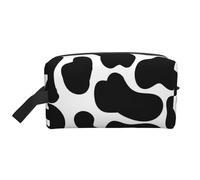 Black Cow Spots Animal PrintLarge Capacity Cosmetic Organizer，Travel Makeup Bag for Women
