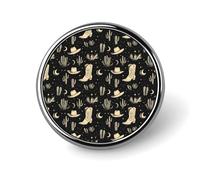 Black Cowboy Boots Cactus Print Pins for Backpack - Enamel Pins Cute Jacket Coat Hat Bags Badge Pin, Funny Novelty Unique Button Pin Women Men Fashion Jewelry Accessories