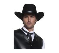 Smiffys Authentic Western Gunslinger Hat, Black Wide Brimmed, Cowboys and Indians Fancy Dress, Adult Dress Up Hats