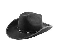 Black Cowboy Hats - Pack of 6 Felt Cowgirl Hats with Star - Fun Wild West Fancy Dress Accessories for Hen Parties, Festivals, Events & Group Costumes