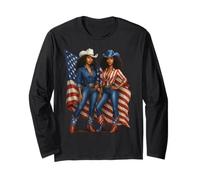 Black Cowgirl Pride Patriotic African American Western Long Sleeve T-Shirt