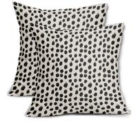 Black Cream Polka Dot Pillow Covers 22x22 Set of 2 Outdoor Modern Art Throw Pillows Boho Design Brush Strokes Decorative Pillowcase Square Cushion Cover Linen Pillow Case for Home Sofa Couch Bed