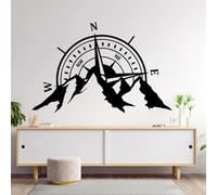 Black Creative Compass Gable Sticker Home Office Decorative Mural Vinyl Sticker den Decal Mural