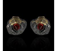 (black) Creative Earring For Women Unique Irregular Black Gold Earring Inlaid Red Gemstone Earring Italian Jewelry Earring Women Jewelry