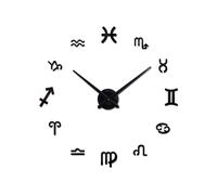 (Black) Creative Wall Clock Mute Wall Decoration Wall Stickers DIY Acrylic 12 Zodiac Constellation Large Wall Clock Living Room