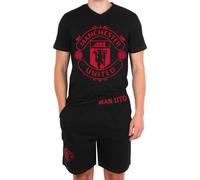 Manchester United FC Manchester United Mens Pyjamas Short Loungewear OFFICIAL Football Gift Black Crest Large