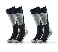 Black Crevice 2 Pairs Men's Ski Sock - Black/Green, 39 - 42