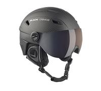 Black Crevice Adults Ski Helmet with Visor, Unisex, Skihelm, carbon black, XL