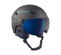 Black Crevice Adults Ski Helmet with Visor, Unisex, Skihelm, schwarz/blau, S