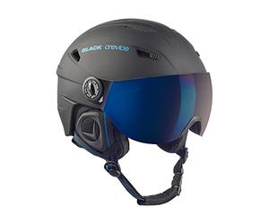 Black Crevice Adults Ski Helmet with Visor, Unisex, Skihelm, schwarz/blau, S