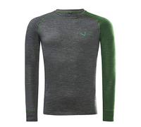 Black Crevice Men's Long-Sleeved Merino Wool Functional Shirt, Anthracite/Forest Green, 3XL