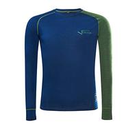 Black Crevice Men's Long-Sleeved Merino Wool Functional Shirt, Steel Blue/Forest Green, 3XL