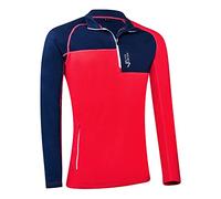 Black Crevice Men's Merino Ski Jumper Turtleneck, Navy/red, L