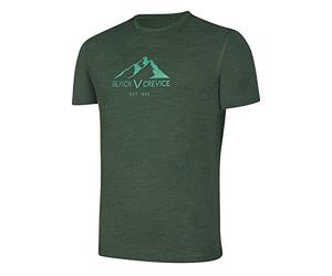 Black Crevice Men's Merino T-Shirt, Forest Green, L