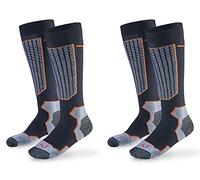 Black Crevice Merino Ski Socks, Black/Orange, 39-42