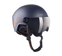 Black Crevice Sölden Ski Helmet with Visor, Navy Carbon Matte/Orange, S (51-54)