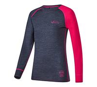 Black Crevice Women's Long-Sleeved Shirt Made of Merino Wool, Anthracite/Pink, 10