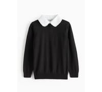 Black Crew Neck Knitted Jumper with Mock Collar 13 years