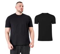 Black Crew Neck T-Shirt for Big & Tall Men - Premium Fit, Size L, Soft Cotton-Poly Blend, Hide Beer Belly & Dad BOD, Comfortable & Breathable