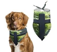 Black Cross Among Green Flowers Dog Bandana Adjustable Pet Scarf Soft Washable Polyester Triangle Bib Lightweight Breathable Pet Bib for Dogs Cats Puppies Suitable for Holiday Birthday